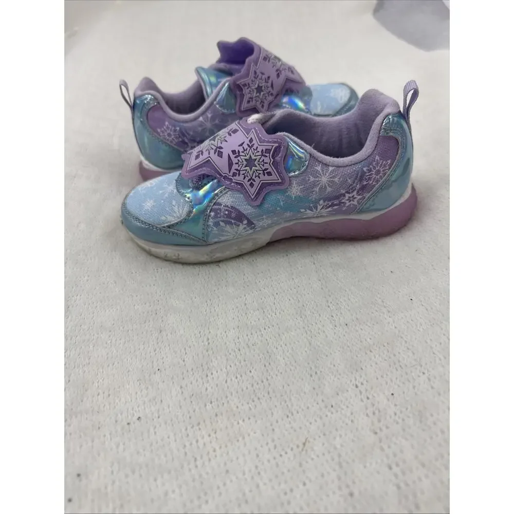 Disney Frozen Girls' Light-Up Sneaker Purple Glitter Elsa Anna Size 12